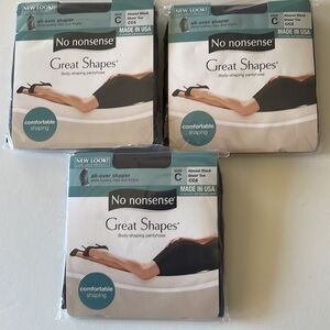 Lot of 3 Pair No Nonsense Great Shapes Almost Black Pantyhose Size C